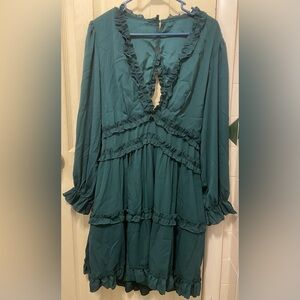 Green deep v dress